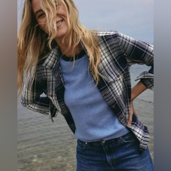 Outerknown Blanket Shirt in Atlantic Blue Bigbury Plaid - Picture 3 of 16